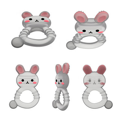 2025 Factory Bunny Cute Design Transparent Sensory Ice Cream Freezable Silicone Baby Water Filled Teether