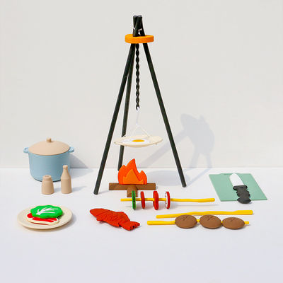 BBQ Barbecue Kitchen Toy Set with Pretend Smoke Kitchen Accessories Play Food Toy for Pretend Play Cooking for Kids