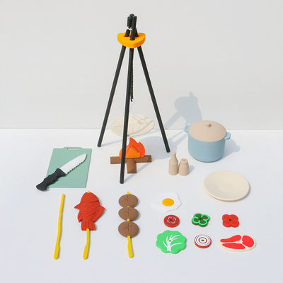 BBQ Barbecue Kitchen Toy Set with Pretend Smoke Kitchen Accessories Play Food Toy for Pretend Play Cooking for Kids