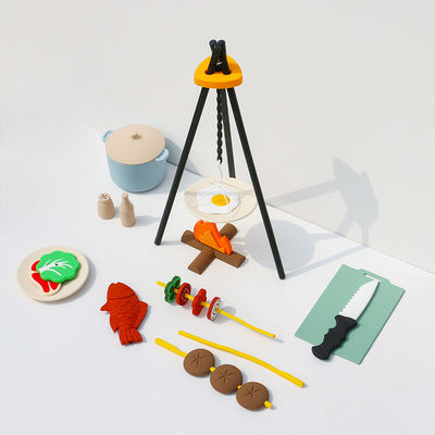 BBQ Barbecue Kitchen Toy Set with Pretend Smoke Kitchen Accessories Play Food Toy for Pretend Play Cooking for Kids
