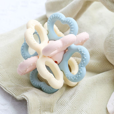 PAISEN BSCI Rattle Baby Teether Ball Toy BPA Free Silicone Soft Ball Easy to Hold Teether for Babies Ages 6 Months+