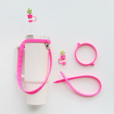 Custom Silicone Lanyard Handle Sling for Tumbler Personalized Anti-Slip Sippy Cup Label Water Bottle Carry Strap Bar Accessories