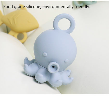 Custom Popular Silicone Ocean Animal Octopus Fish Turtle Seahorse Kids Baby Bath Toys Gift Set Water Spray Squishy
