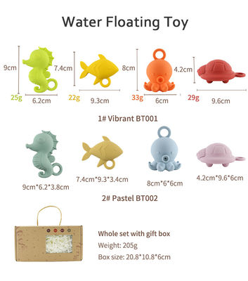 Custom Popular Silicone Ocean Animal Octopus Fish Turtle Seahorse Kids Baby Bath Toys Gift Set Water Spray Squishy