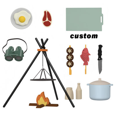 Custom Logo 19-PC Silicone Mini Chef Barbecue Role Playing Kitchen Cook Toy Set Pretend Picnic Play Kitchen Toys Gift Baby Toys