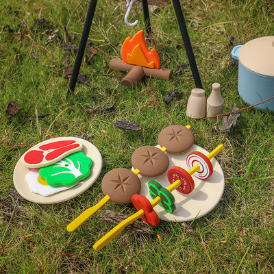 Custom Logo 19-PC Silicone Mini Chef Barbecue Role Playing Kitchen Cook Toy Set Pretend Picnic Play Kitchen Toys Gift Baby Toys