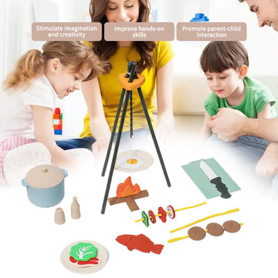 Custom Logo 19-PC Silicone Mini Chef Barbecue Role Playing Kitchen Cook Toy Set Pretend Picnic Play Kitchen Toys Gift Baby Toys