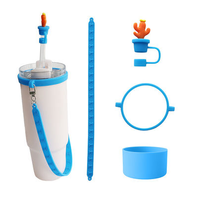 30oz 40oz Tumbler with Handle Anti-scratch Silicone Cup Sleeve and Anti-slip Water Bottle Handle Strap