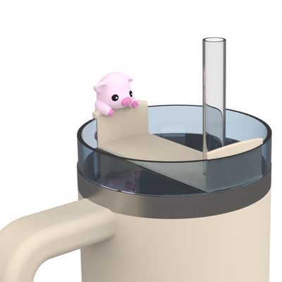 Cute Animal Silicone Straw Covers & Bottle Accessories – 4pcs Tumbler Decoration Set