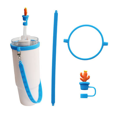 30oz 40oz Tumbler with Handle Anti-scratch Silicone Cup Sleeve and Anti-slip Water Bottle Handle Strap