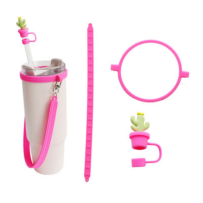 Cute Animal Silicone Straw Covers & Bottle Accessories – 4pcs Tumbler Decoration Set